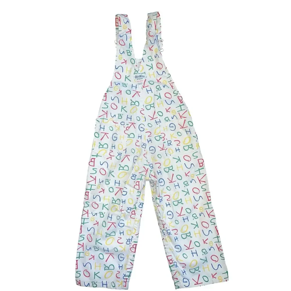 Vintage 90s OshKosh B'Gosh Vintage bib Overalls Osh spell out Print AOP size 3
